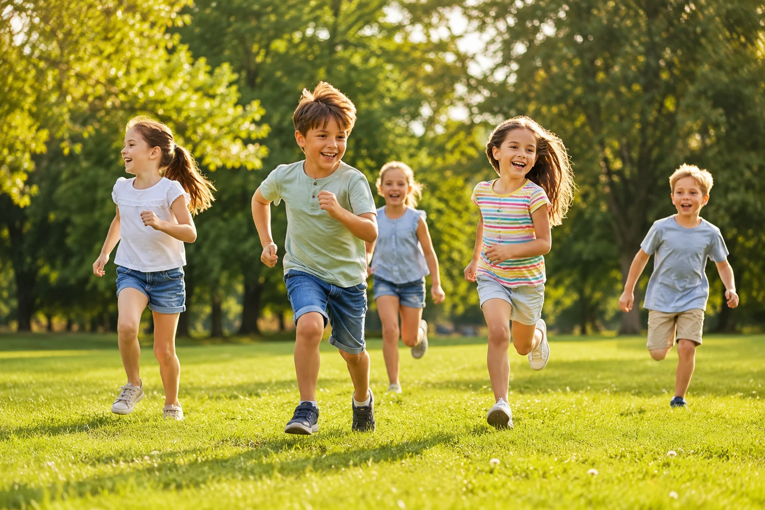 Fröhliche Kinder beim Spielen im Park